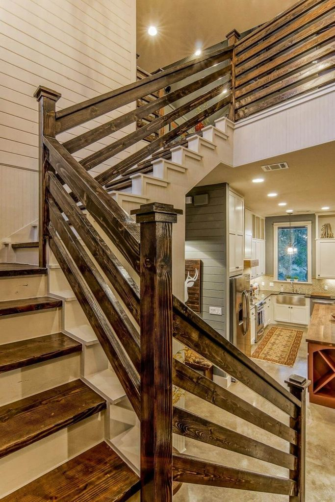 Wooden stairs to perfect your farmhouse home