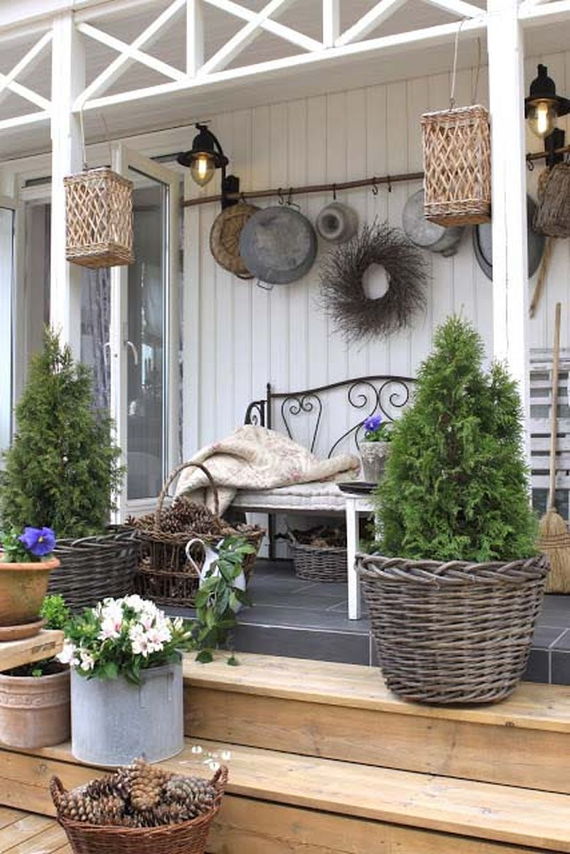 Woodsy setup on a porch