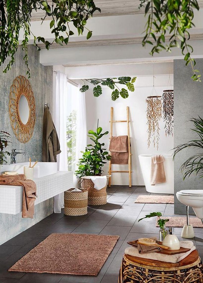 Contemporary-meets-boho-space-with-unik-rattan-table-to-store-toiletries-and-rattan-basket-to-store-dirty-clothes