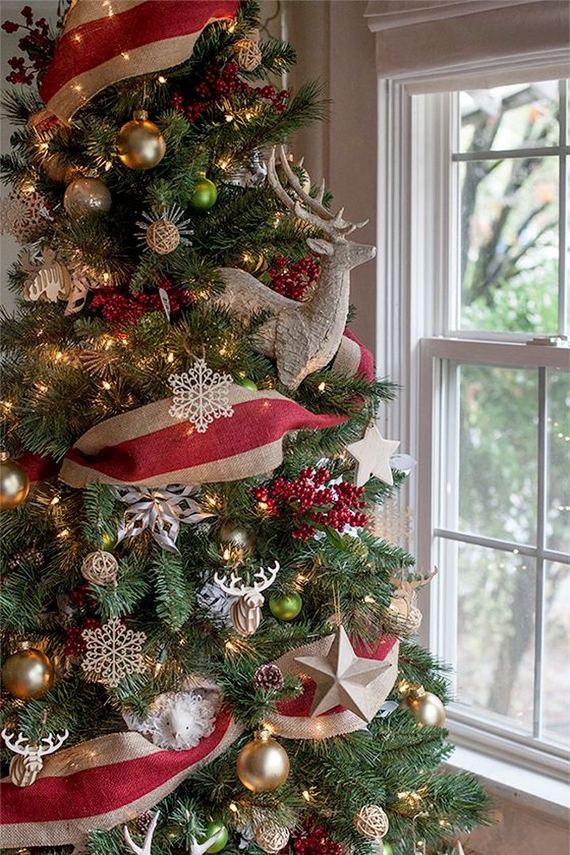 Green-christmas-tree-decoration-with-lots-of-ornaments-in-snow-ornament-bell-ornament-deer-ornament-and-star-ornament-for-you-to-know-while-celebrating-merry-christmas