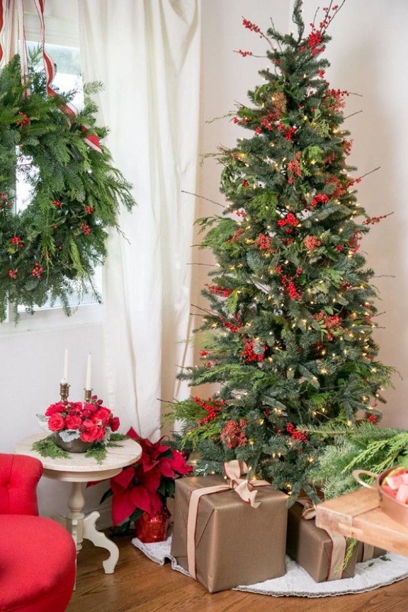 Green-christmas-tree-with-various-gift-boxes-to-decorate-your-living-room-in-the-corner