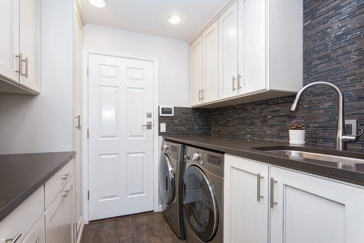 Laundry room with white cabinet ideas