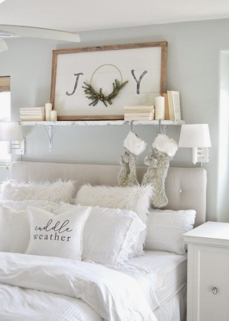Bright bedroom with all-white color