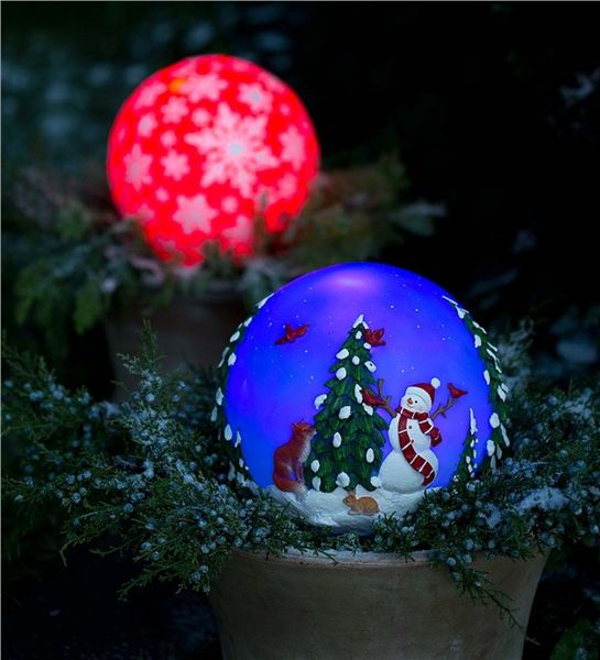 Glowing-resin-holiday-globes-for-front-yard
