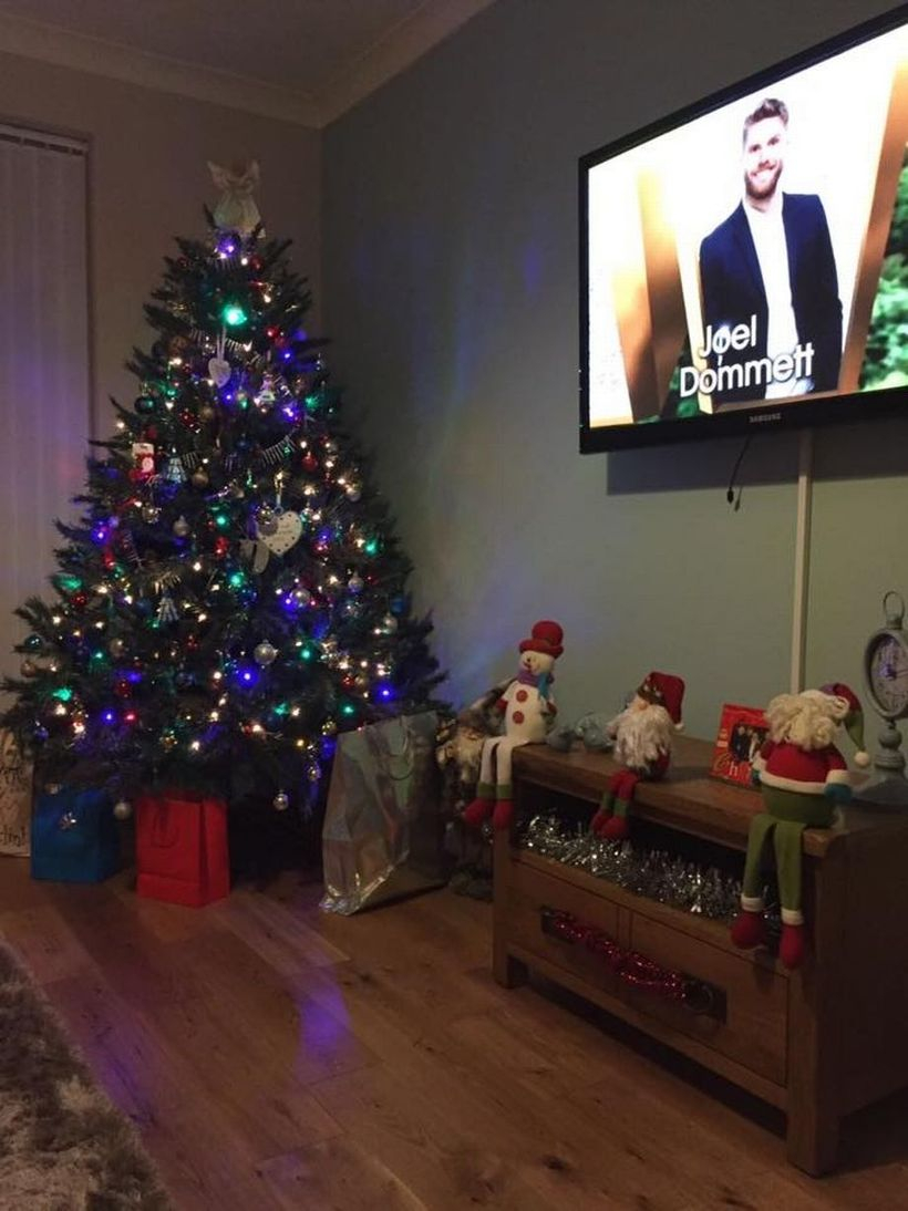 Green chrismast tree with colorful light
