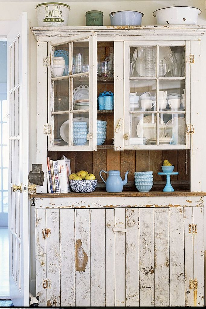 Kitchen with a vintage-style kitchen cabinet
