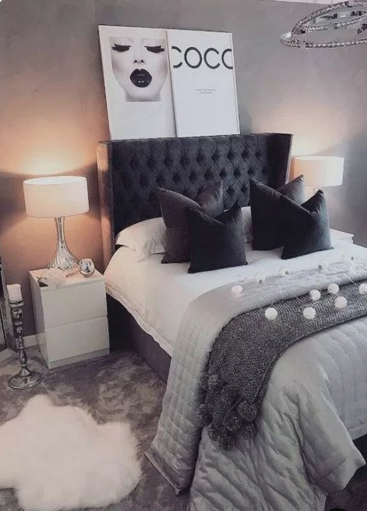 Small modern with knit blankets and pompoms