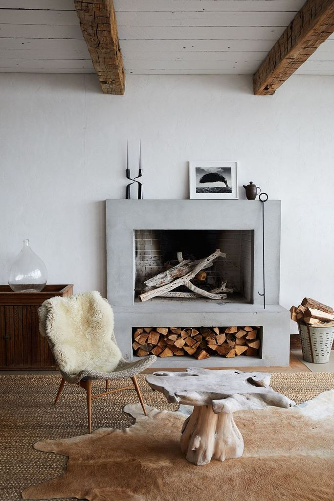 Traditional fireplace in grey