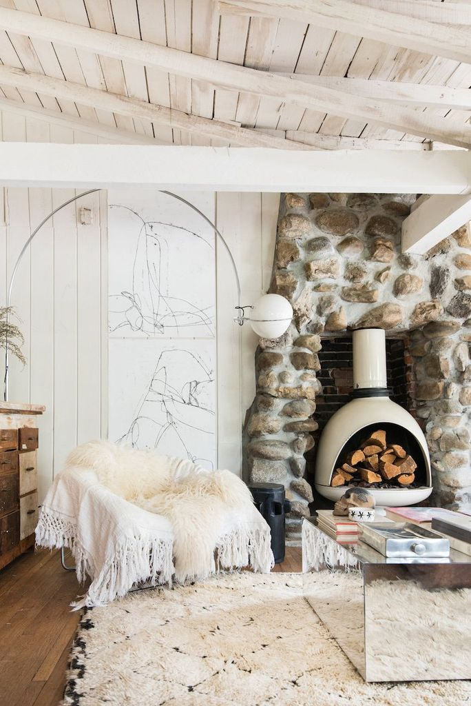 Traditional stone fireplace decoration