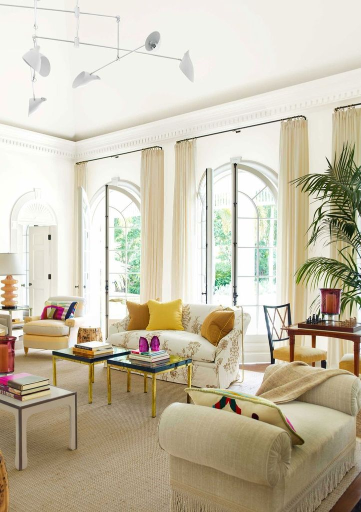 White living room with tropical style