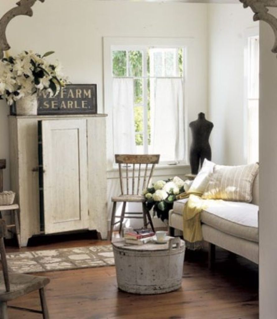 White vintage living room design