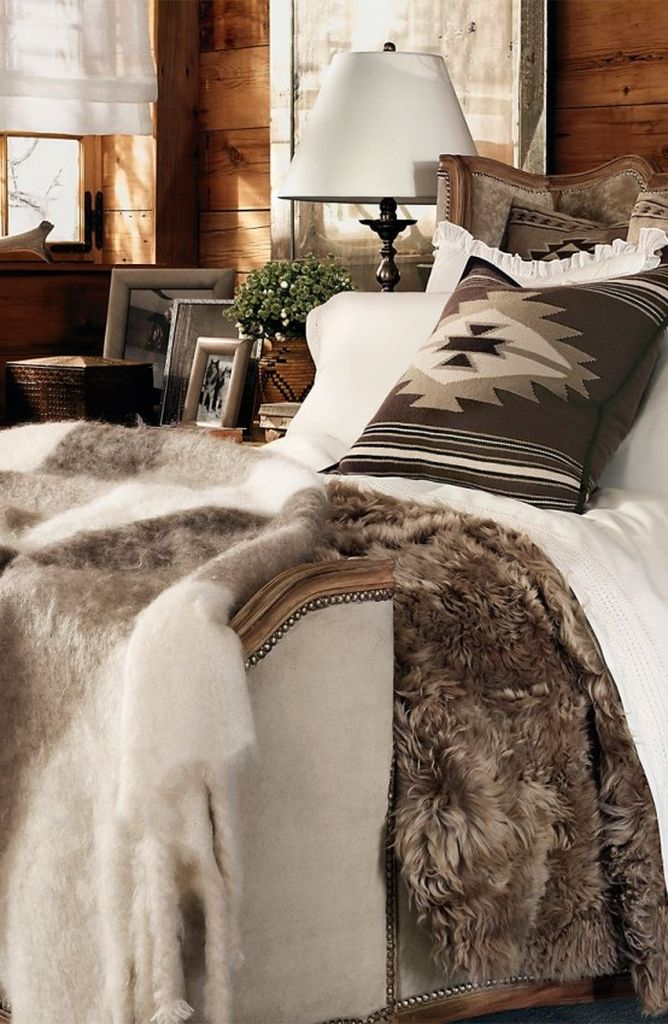 Wooden walls bedroom for winter