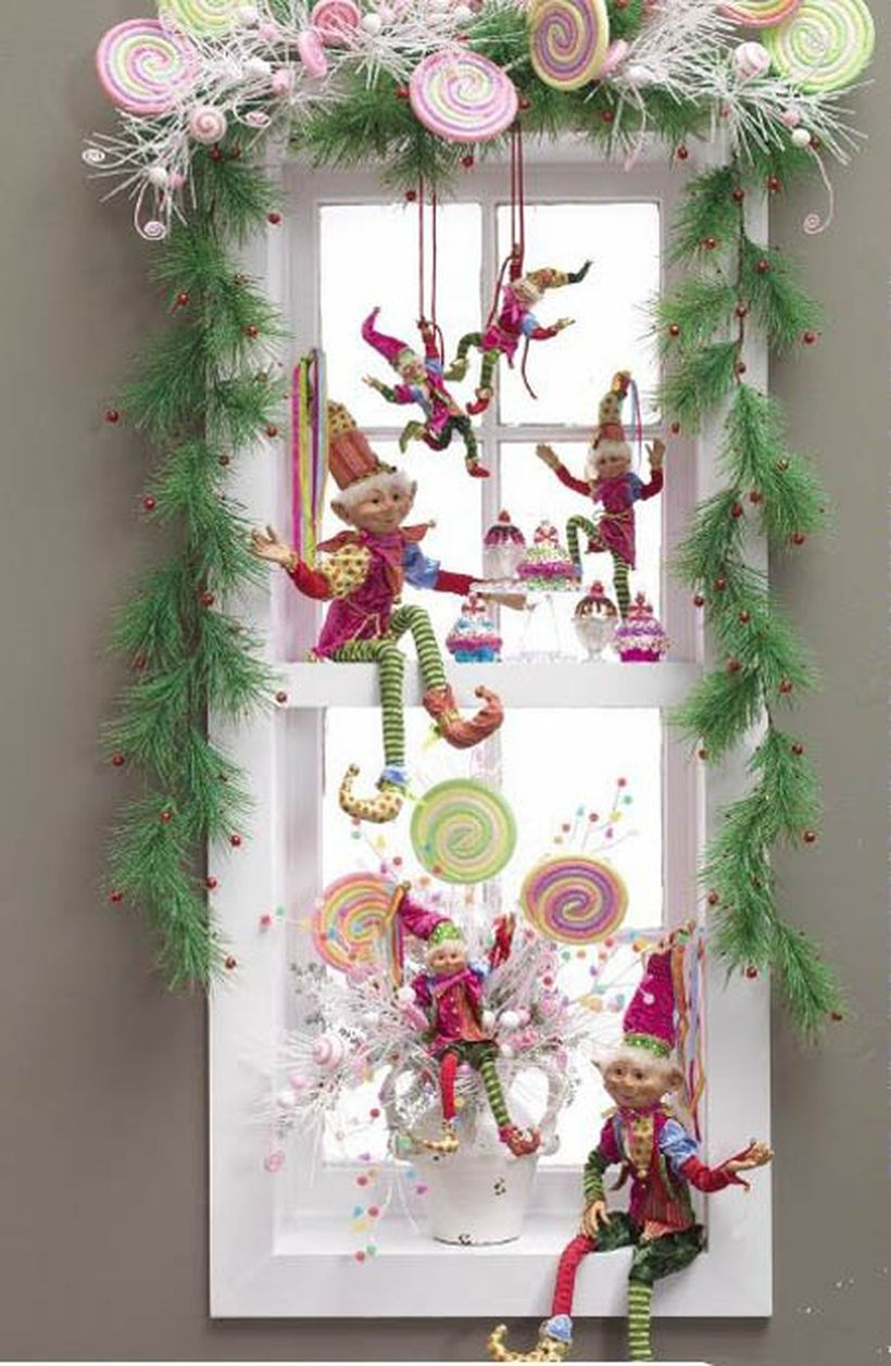 Christmas window combine with red white dwarfs