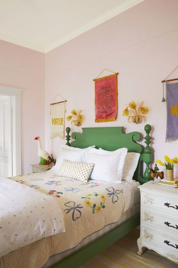 Rustic green bed for girls bedroom