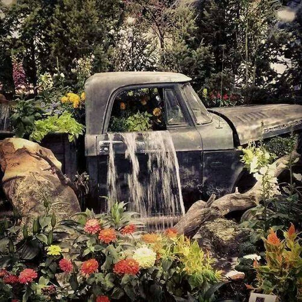 Waterfall-vintage-truck-garden