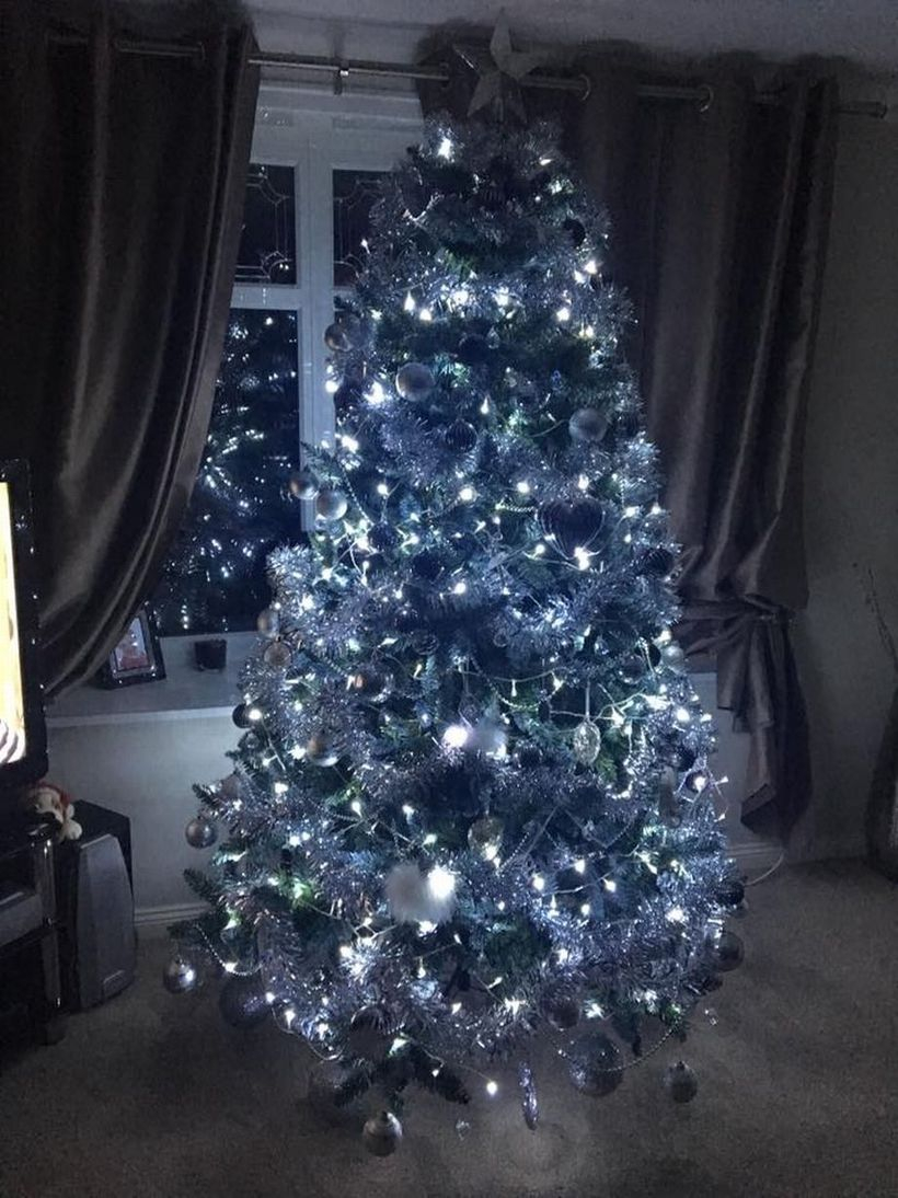 White chrismast tree and white light
