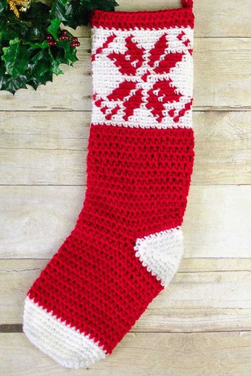 Classic-christmas-décor-ideas-with-fair-isle-snowflake-crochet-stocking-pattern.-your-favorite-holiday-can-be-captured-in-a-stocking-you’ll-love-every-christmas.