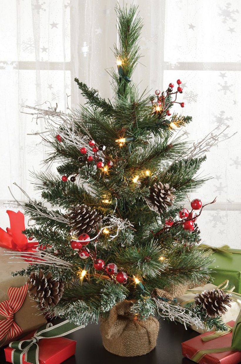 Frosted-pine-and-red-berry-mini-tree