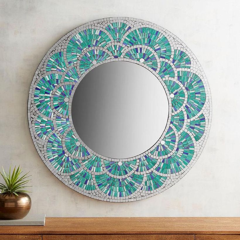 Glass-peacock-round-mosaic-blue-tiles-mirror