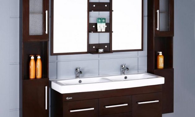 2-light-blue-tile-wall-for-cool-espresso-bathroom-sink-cabinets-over-laminate-floor-ideas-1