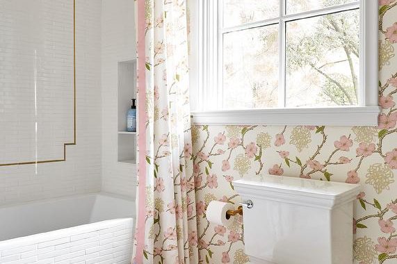 3-pink-and-green-floral-shower-curtain-matches-wallpaper-1