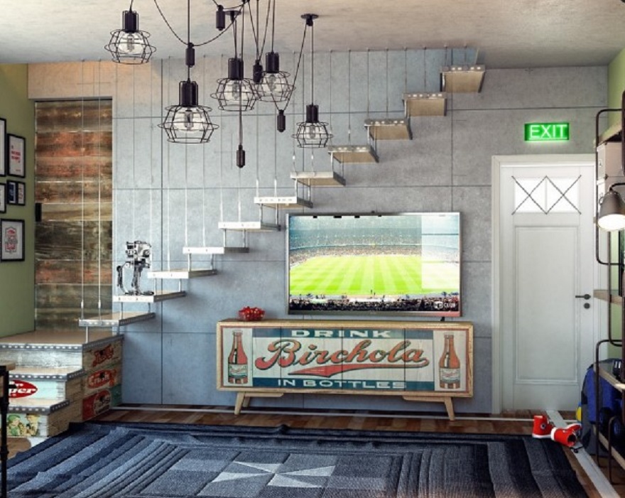 Basement teenage bedroom with plenty of seating without feeling too cluttered 1