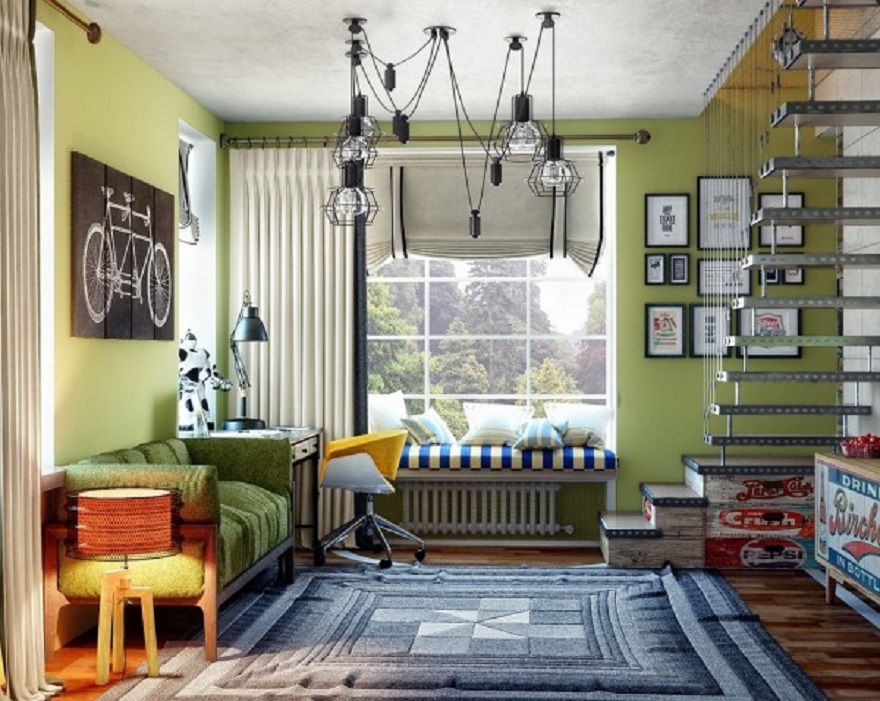 Basement teenage bedroom with plenty of seating without feeling too cluttered 2