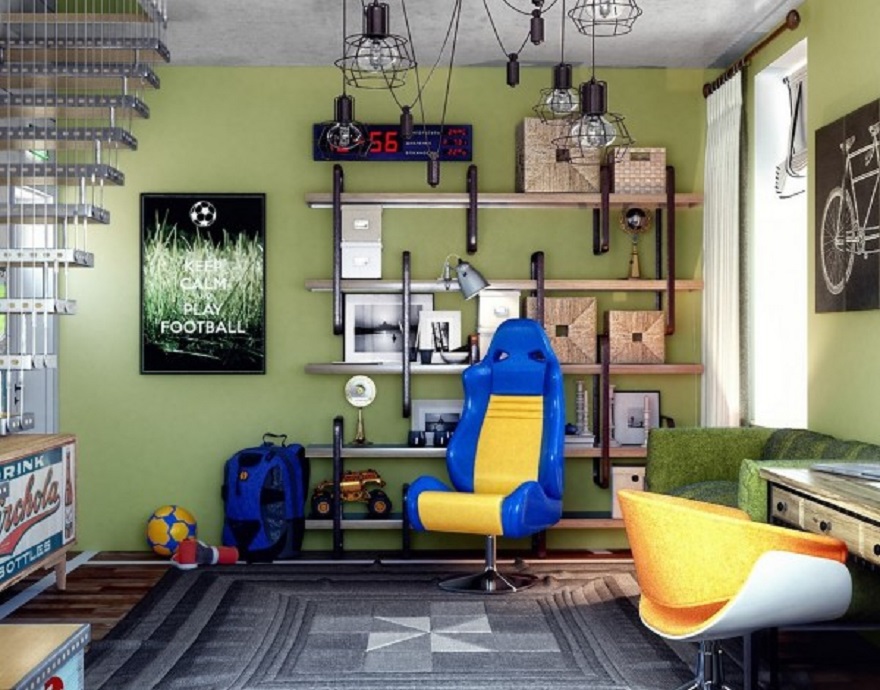 Basement teenage bedroom with plenty of seating without feeling too cluttered 3