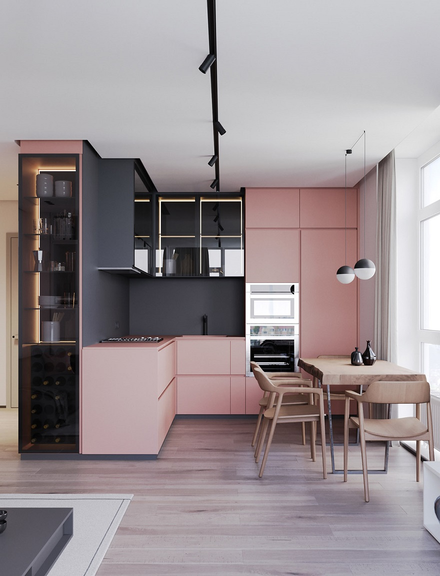 Blush-pink-l-shaped-kitchen