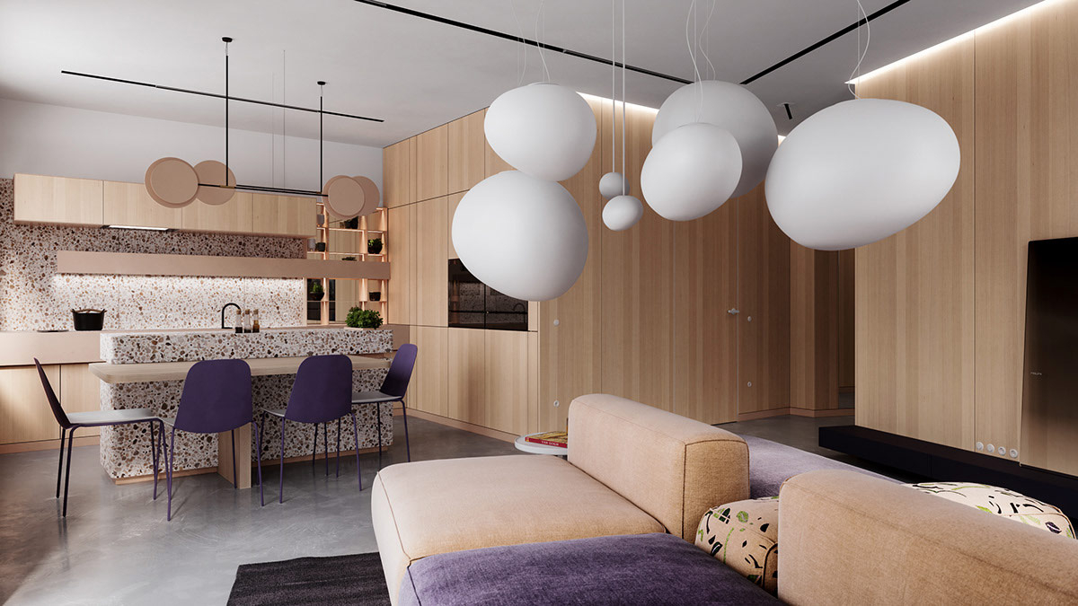 Mind-blowing beige apartment interior that brings certain warmth to a modern room scheme 2