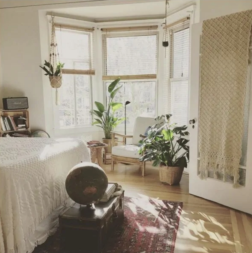 A biophilic boho bedroom