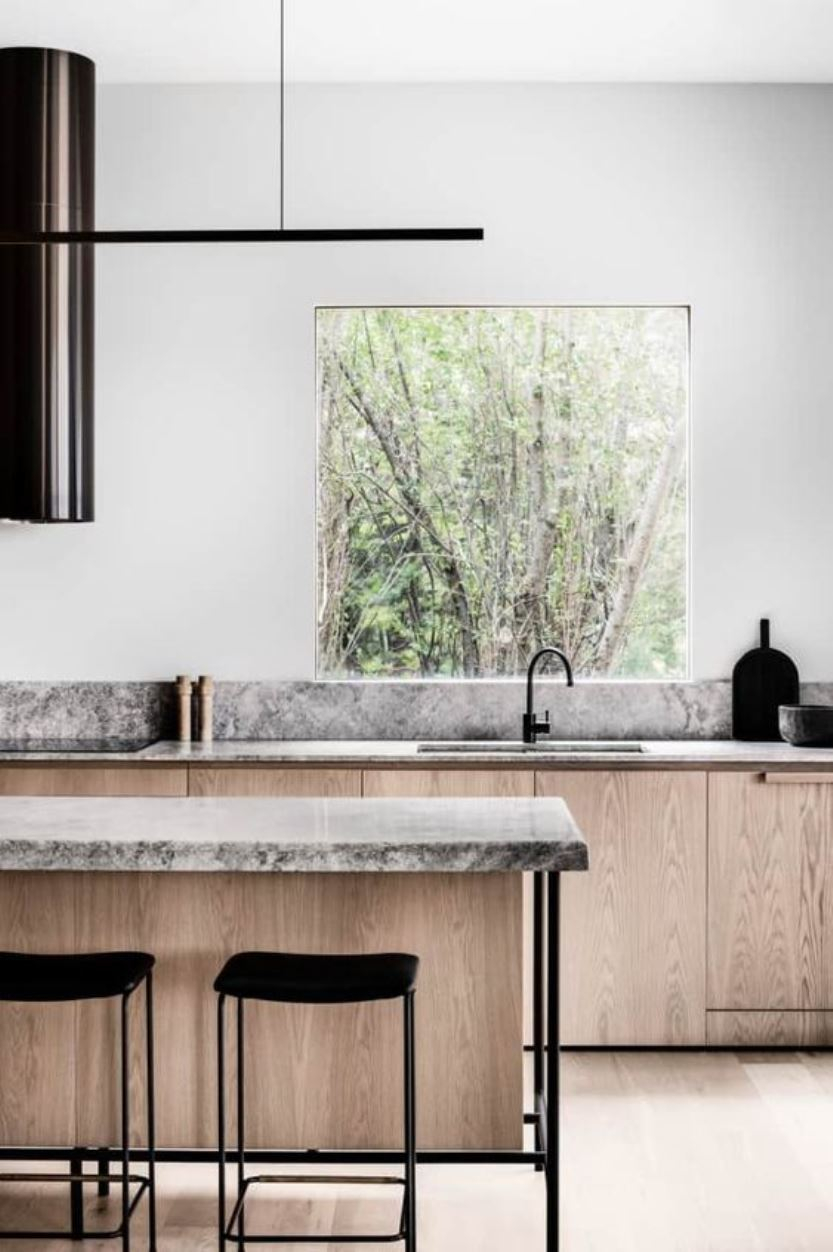 Biophilic kitchen with a window