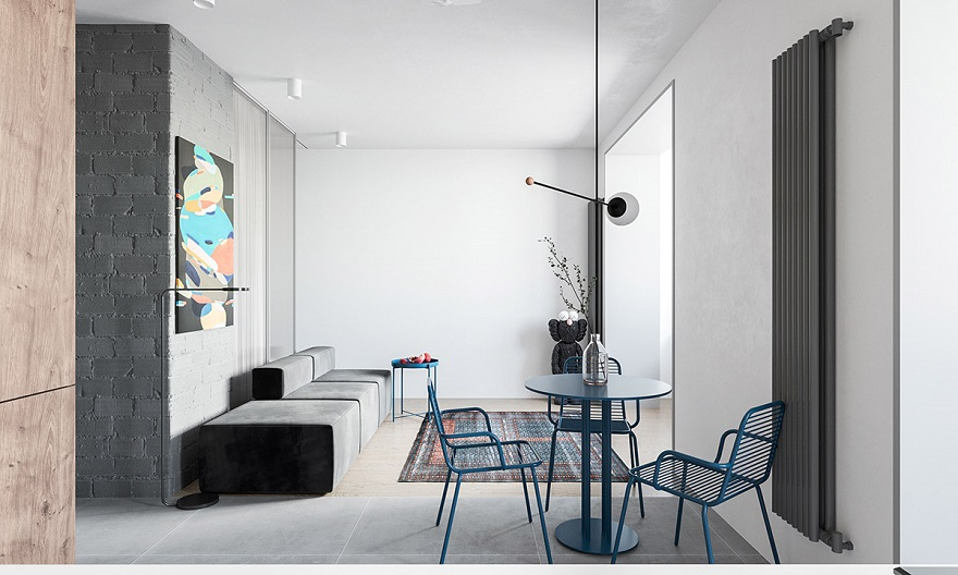 55 square metres house with blue and grey interior that either men or women can stay 1