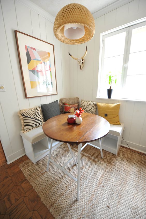 04-modern-and-rustic-breakfast-nook-with-a-sisal-rug-and-a-wood-top-table