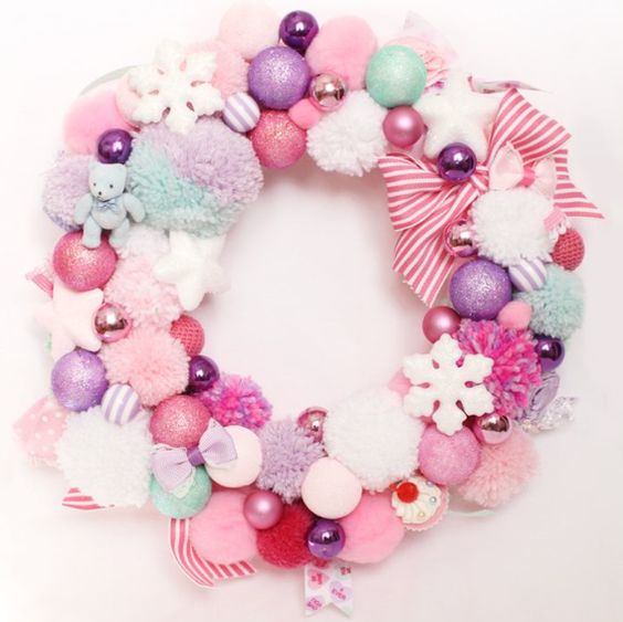 2-202-a-sweet-pastel-christmas-wreath-of-pompoms-ornaments-bows-and-snowflakes-of-soft-shades