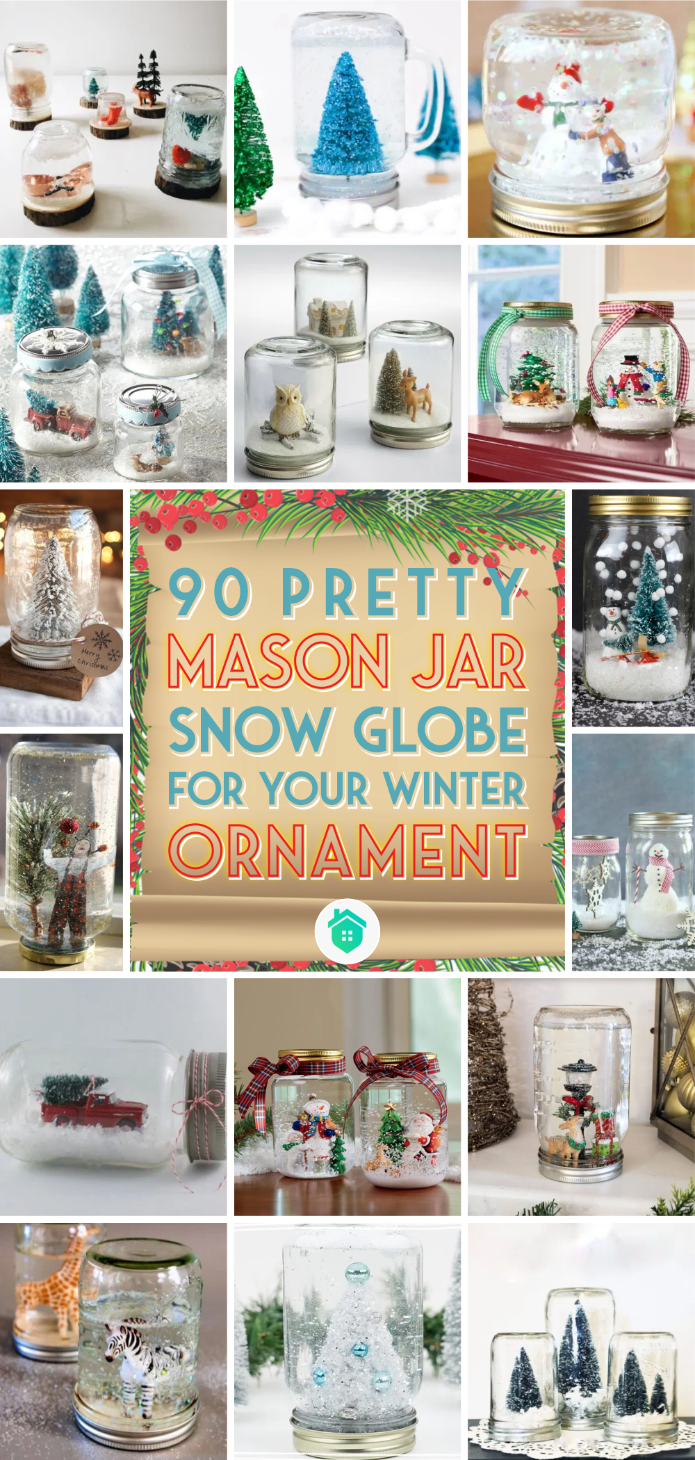 90 pretty mason jar snow globe for your winter ornament1