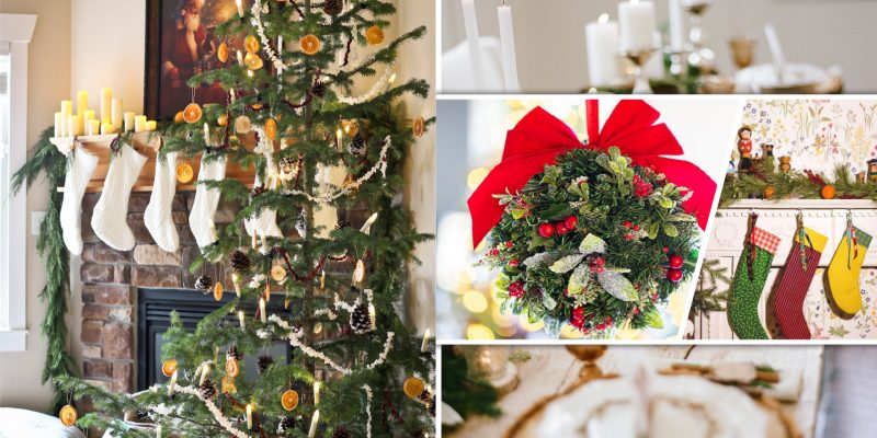 After christmas decoration with winter theme