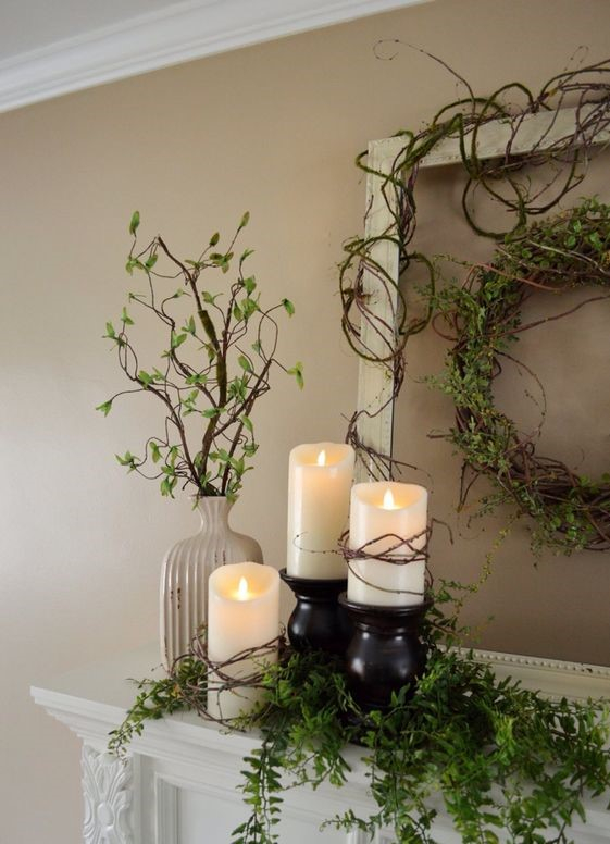 Combine-candle-glow-with-fresh-greens