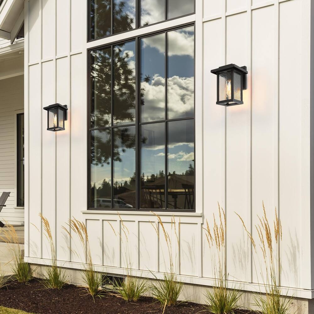 Modern-farmhouse-black1-light-outdoor-wall-sconces-textured-glass-ceiling-light