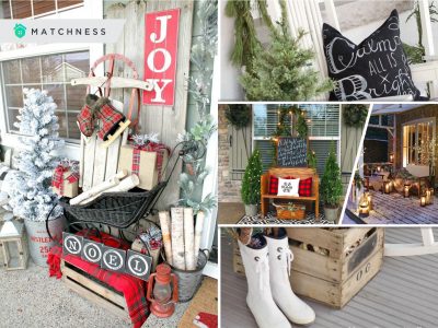 Simple winter front porch decoration