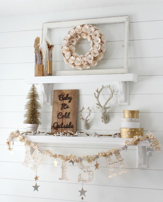 Winter-decorating-gold-shelves