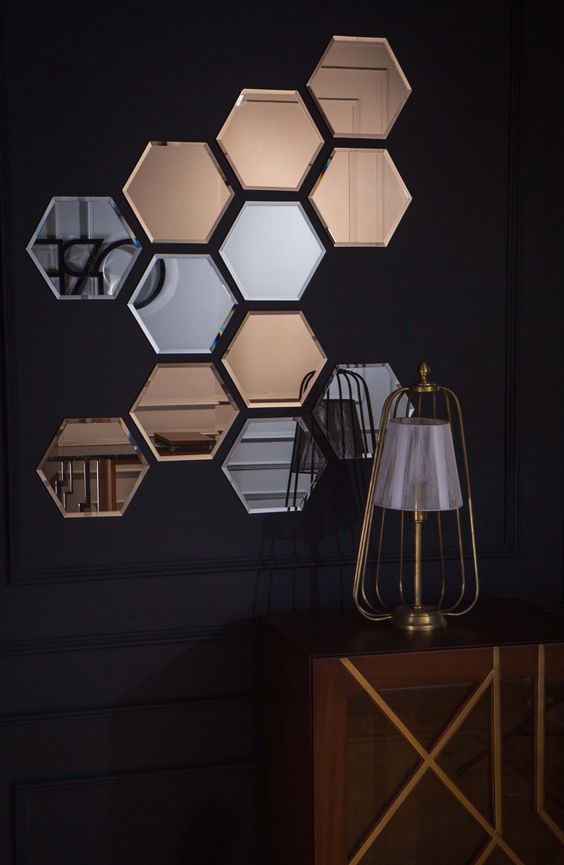 03-an-arrangement-of-silver-and-copper-hexagon-mirrors-will-make-any-blank-wall-stand-out