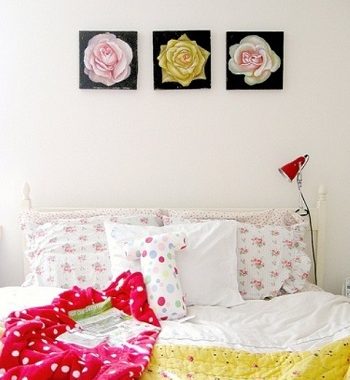 Bedroom with gallery wall