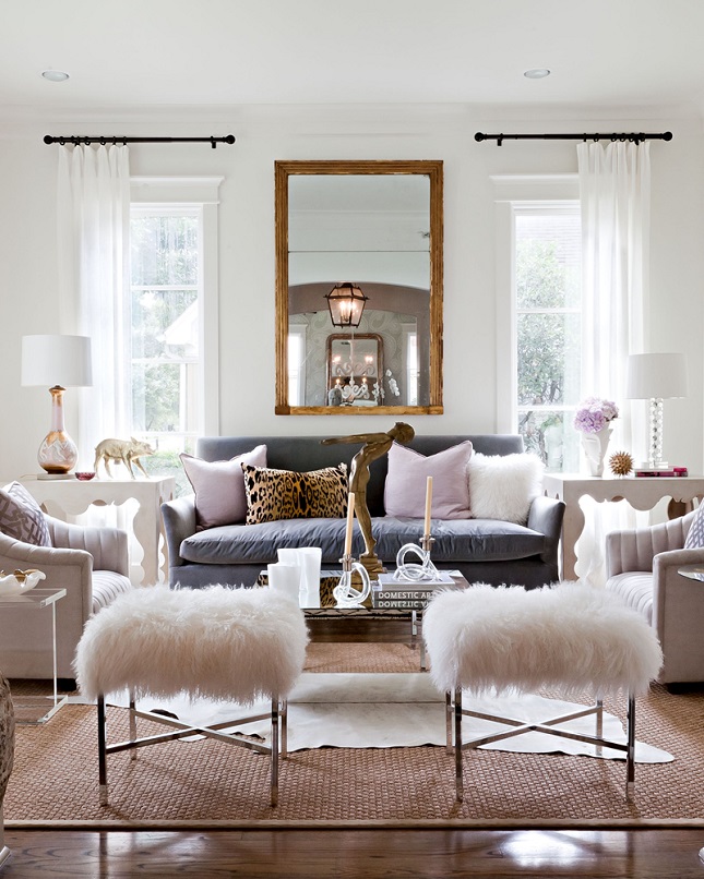 Cool-living-room-design-with-sheepskin-stools