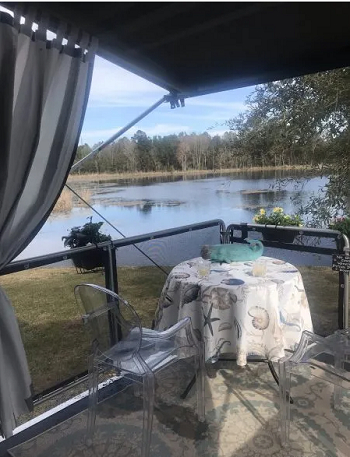 Hang curtains from your awning Good-Looking Campsite And Patio Decorating Ideas For All Types Of RVers