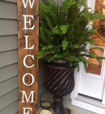 Pretty rustic wood welcome sign