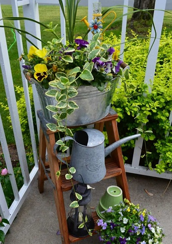 Spring vignette using a step ladder