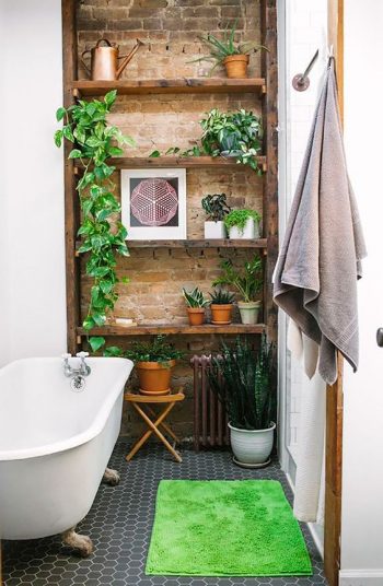 With built-in shelving unit