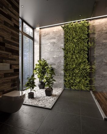 Floor to ceiling lush greenery wall