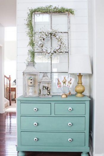 Shabby window with a greenery